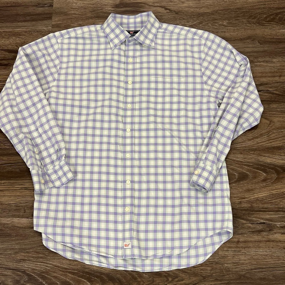 Vineyard Vines Performance Classic Fit Murray‎ Shirt Mens L Purple Plaid Nylon